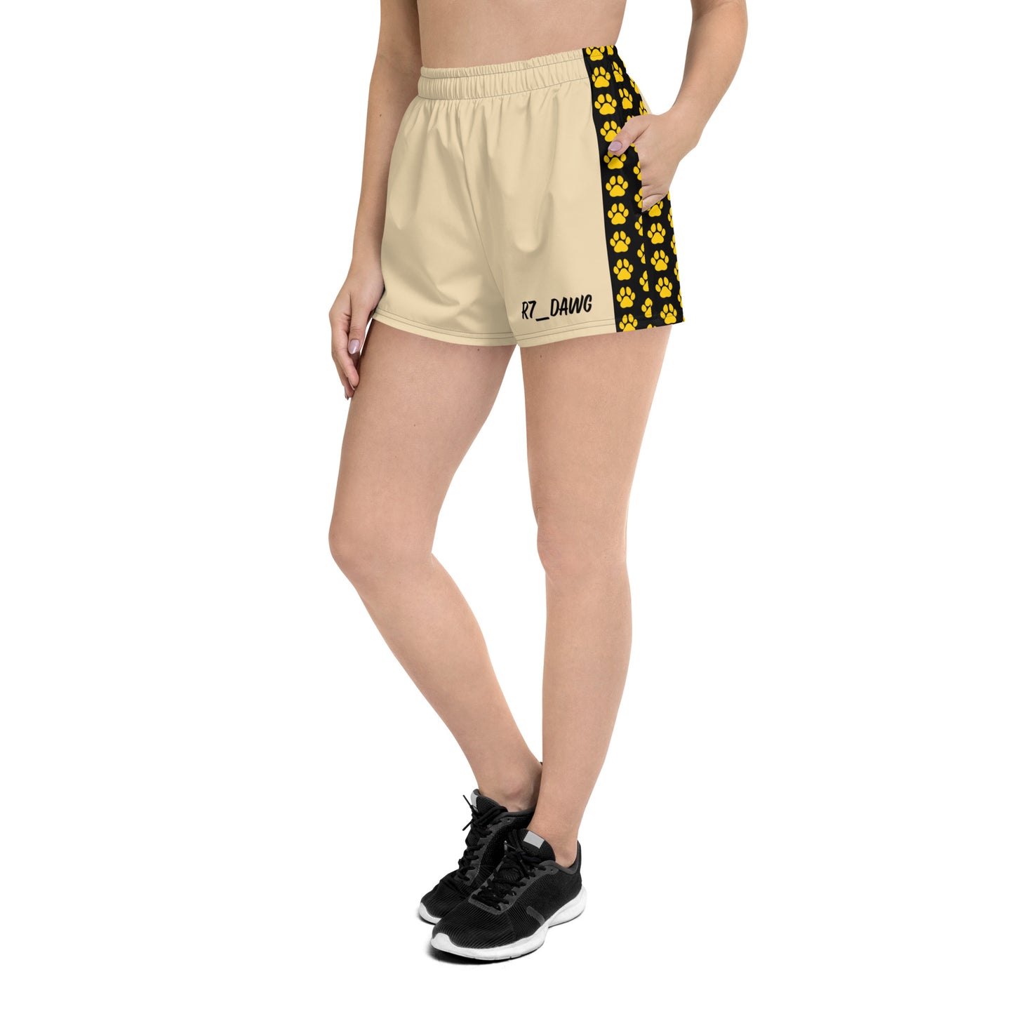 Beige Dawg Trax - Women's Athletic Shorts
